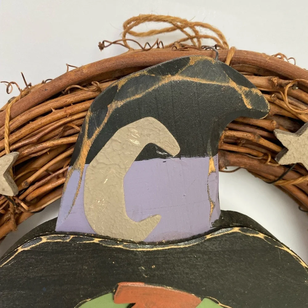 Halloween wreath green witch hag best witches primitive vintage celestial decor
